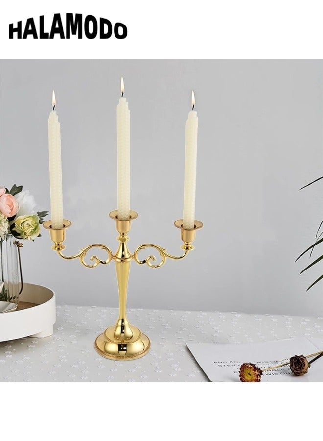 3-Candle Metal Candelabra Candlestick Holders Elegant Candle Holder Candelabra Candle Stand for Wedding Dining Table Home Decoration