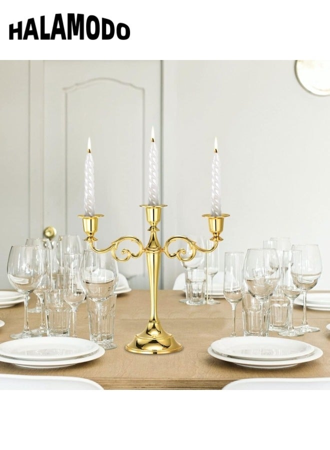 3-Candle Metal Candelabra Candlestick Holders Elegant Candle Holder Candelabra Candle Stand for Wedding Dining Table Home Decoration