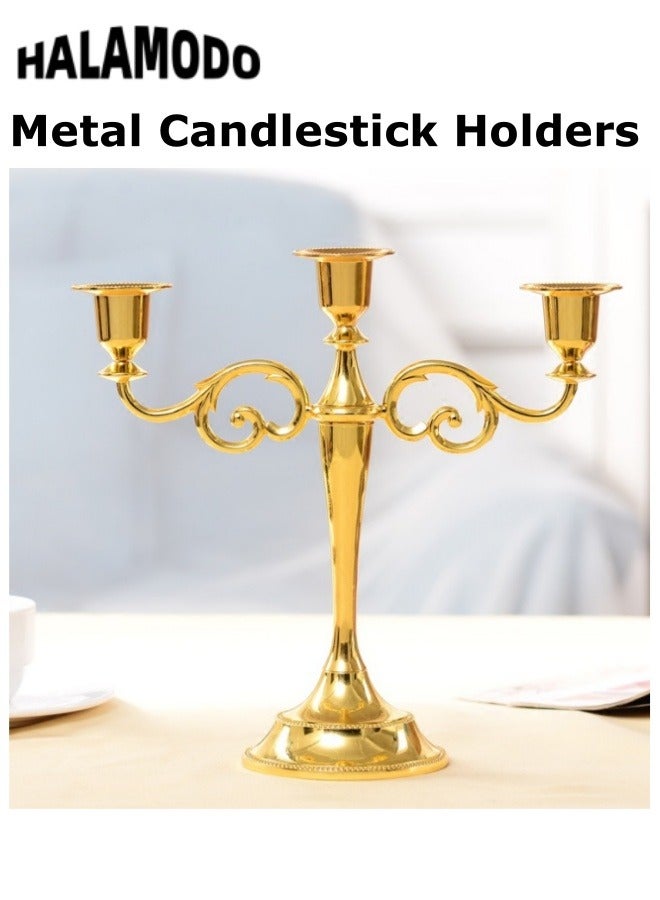 3-Candle Metal Candelabra Candlestick Holders Elegant Candle Holder Candelabra Candle Stand for Wedding Dining Table Home Decoration