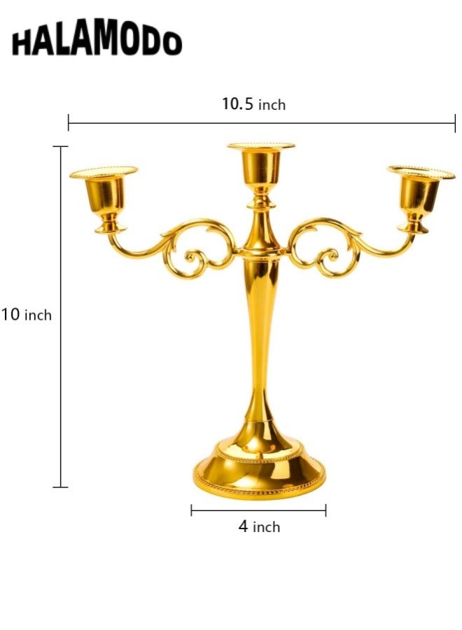 3-Candle Metal Candelabra Candlestick Holders Elegant Candle Holder Candelabra Candle Stand for Wedding Dining Table Home Decoration