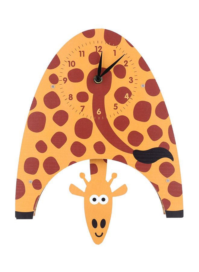 Cartoon Giraffe Shaped Wall Clock Yellow/Brown 26.5x5.5x31.5cm