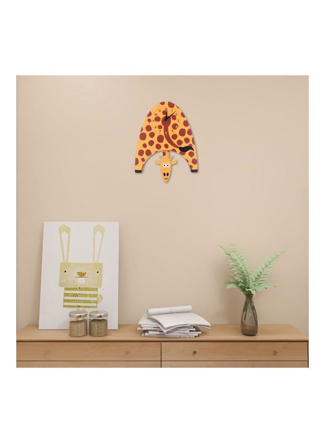 Cartoon Giraffe Shaped Wall Clock Yellow/Brown 26.5x5.5x31.5cm