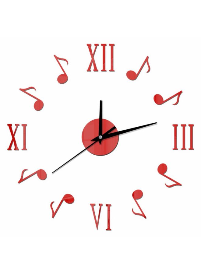 DIY Roman Numbers And Musical Notes Designed Wall Clock Red 14x10x4cm