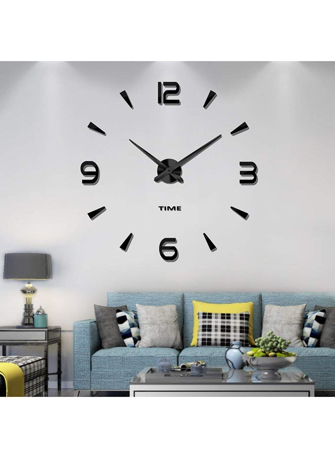 3D Wall Clock With Mirror Number Stickers Black 39x39inch