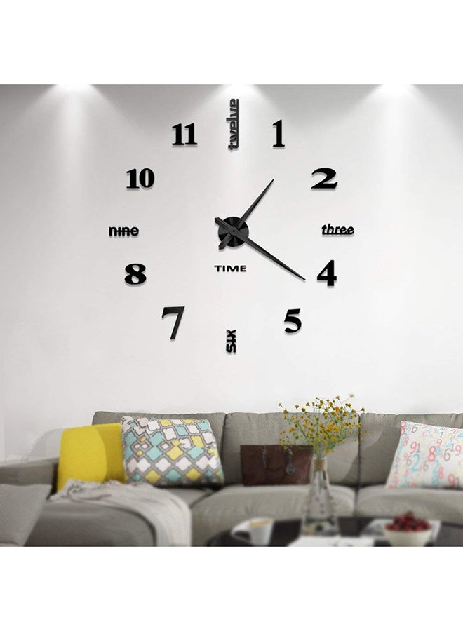 3D Wall Clock With Mirror Number Stickers Black 39x39inch