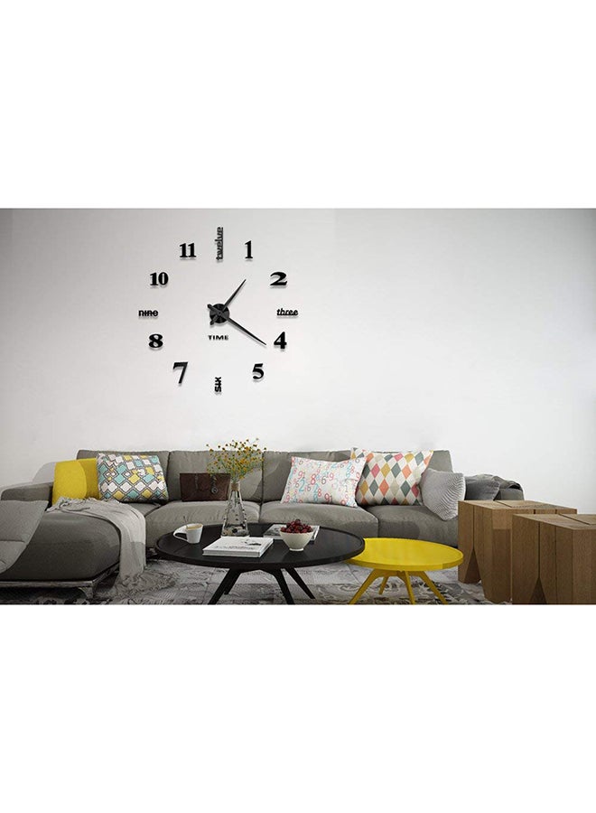 3D Wall Clock With Mirror Number Stickers Black 39x39inch