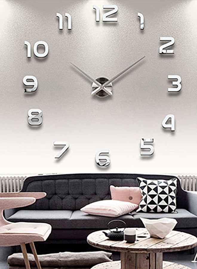 DIY 3D Acrylic Frameless Figure Decal Wall Clock Silver