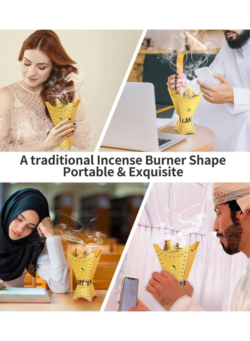 Oud Bukhoor Incense Burner for Car Home and Office Fragrance Gold