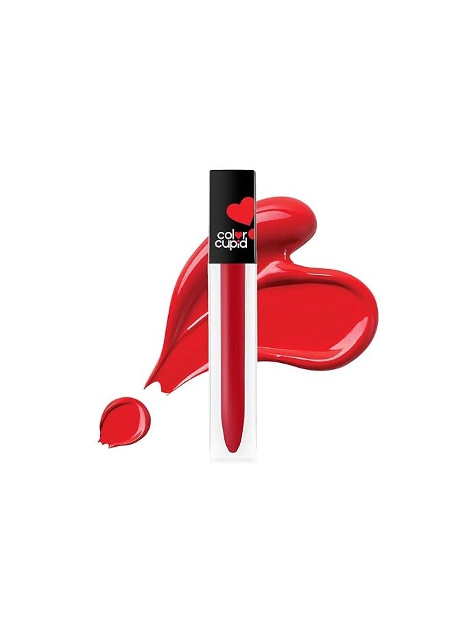 color cupid Matte Intense Color 18-Hour Stay Liquid Lipstick | Infused with Hyaluronic Acid & Ceramide | Transfer Proof & Kiss Proof| forever love - romantic Red | 4 ml