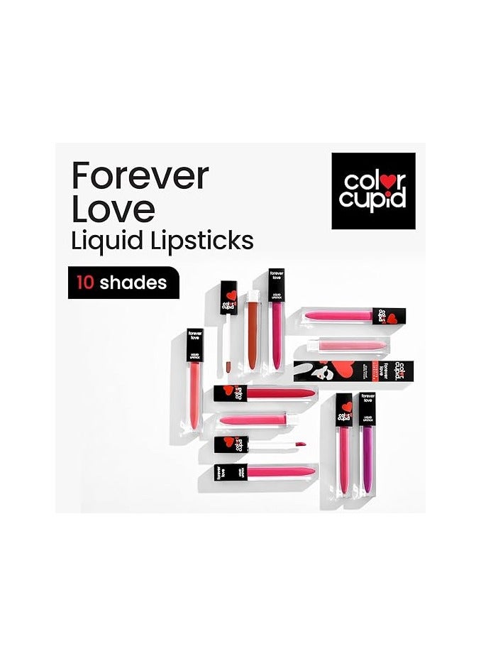 color cupid Matte Intense Color 18-Hour Stay Liquid Lipstick | Infused with Hyaluronic Acid & Ceramide | Transfer Proof & Kiss Proof| forever love - romantic Red | 4 ml