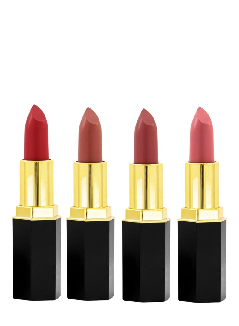 Endless Charm Lipstick– Intense Long-Lasting Color, Luxurious Moisture, Ultra-Creamy Formula for Beautiful Lips-Affogato + Raspberry Range + Voila + Whispering Rose