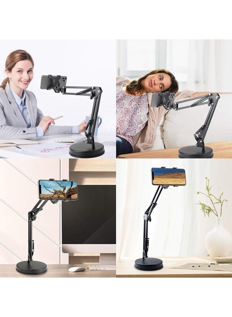 Phone Video Stand,Chromlives Phone Mount Stand Desktop Articulating Arm Phone Table Top Stand with Base,Adjustable 360° Cell Phone Holder Tablet Stand