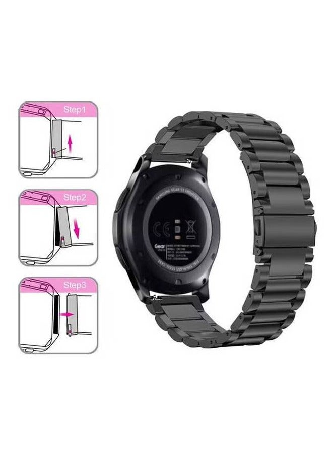 Metal Stainless Steel Strap Band for Samsung Galaxy Watch 46mm / Huawei GT2 / Gear S3 Frontier and Classic / Honor Magic 2 / Fossil 22mm Black