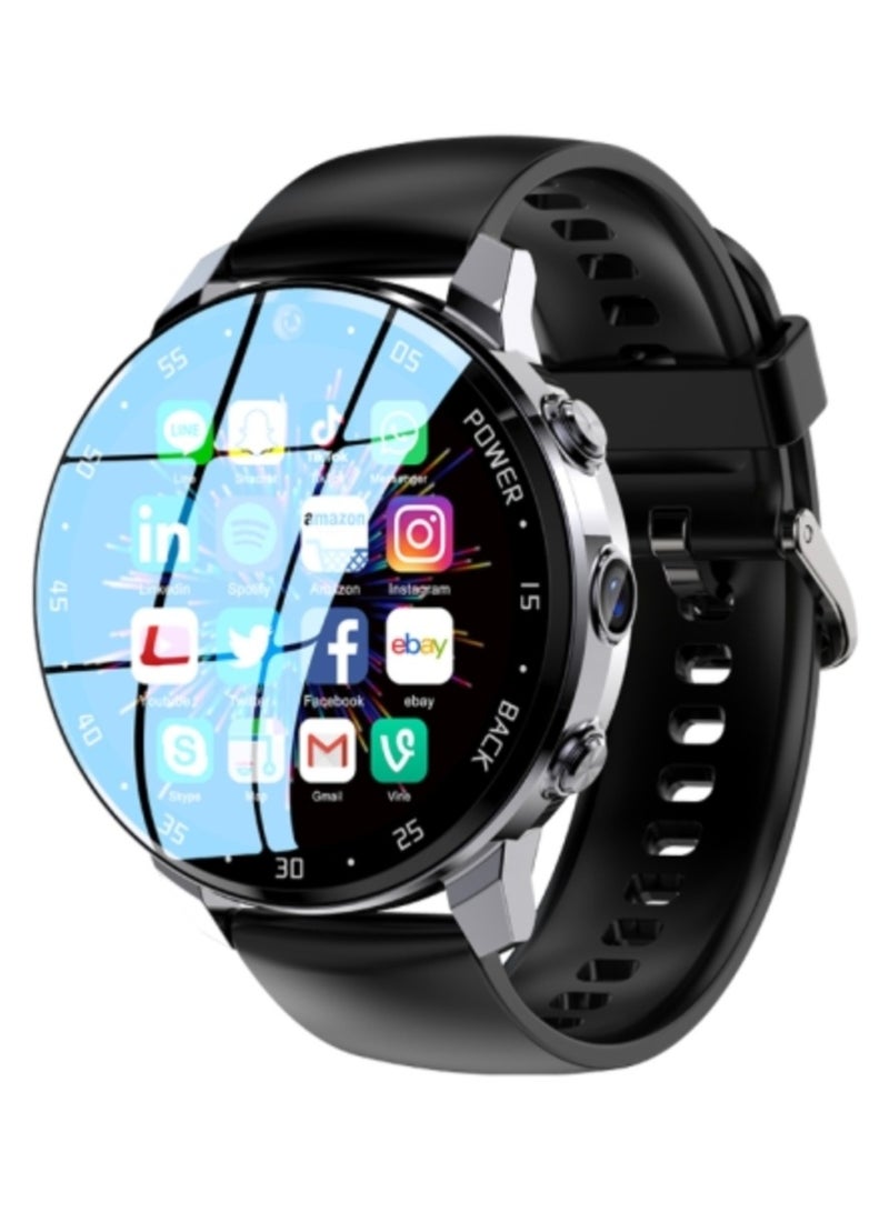 A3 1.43 inch IP67 Waterproof 4G Android 8.1 Smart Watch Support Face Recognition / GPS, Specification:4G+64G(Black)