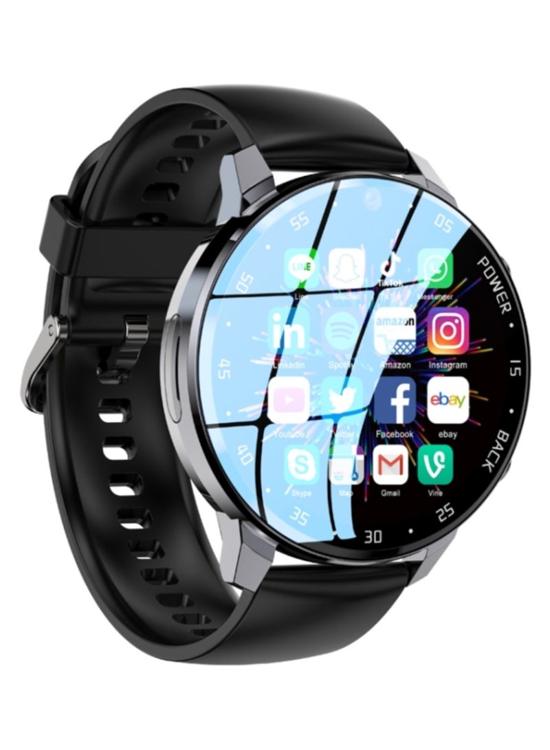 A3 1.43 inch IP67 Waterproof 4G Android 8.1 Smart Watch Support Face Recognition / GPS, Specification:4G+64G(Black)