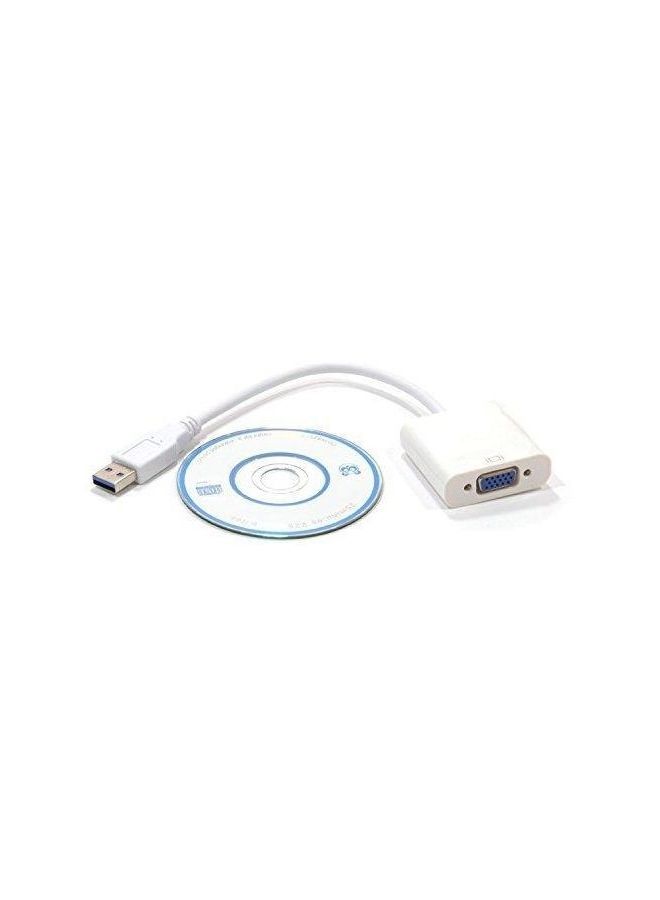 USB 3.0 To Vga Monitor Video Card Adapter White