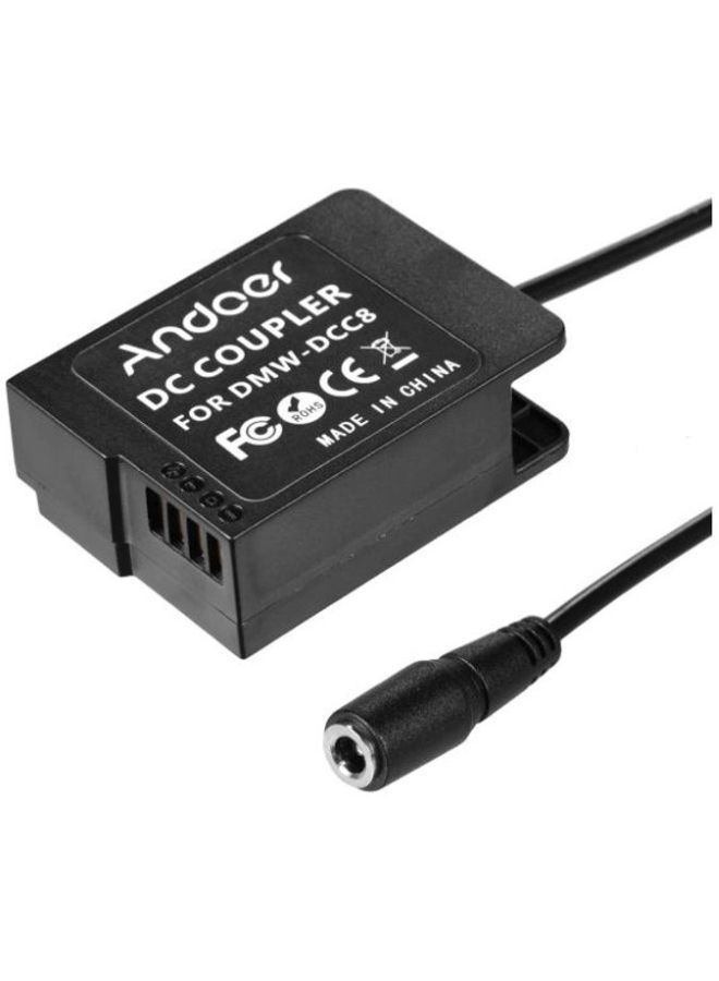 DC Coupler Power Adapter For Camera Black