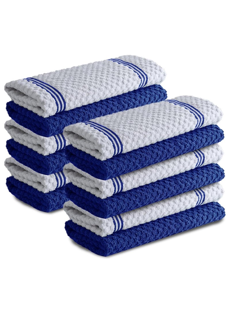 Infinitee Xclusives Premium Kitchen Towels - Blue [Pack of 12] 100% Cotton Kitchen Hand Towels 15 x 25 Inches - Dish Towels for Kitchen