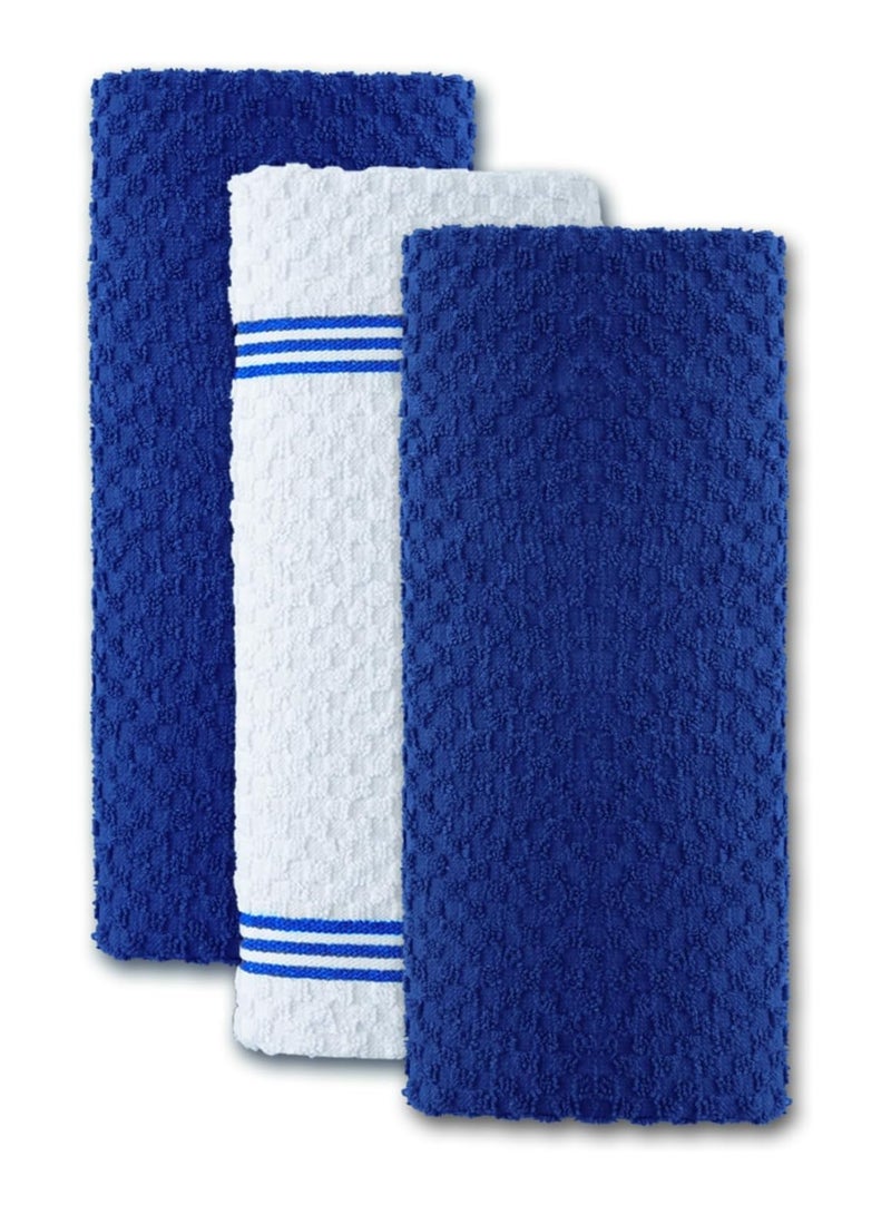 Infinitee Xclusives Premium Kitchen Towels - Blue [Pack of 12] 100% Cotton Kitchen Hand Towels 15 x 25 Inches - Dish Towels for Kitchen