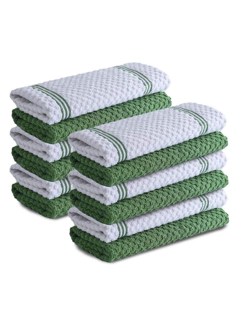 Infinitee Xclusives Premium Kitchen Towels - Green [Pack of 12] 100% Cotton Kitchen Hand Towels 15 x 25 Inches - Dish Towels for Kitchen