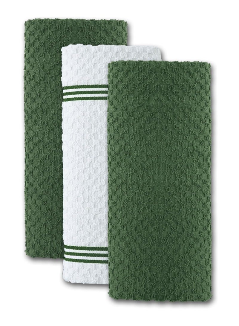 Infinitee Xclusives Premium Kitchen Towels - Green [Pack of 12] 100% Cotton Kitchen Hand Towels 15 x 25 Inches - Dish Towels for Kitchen