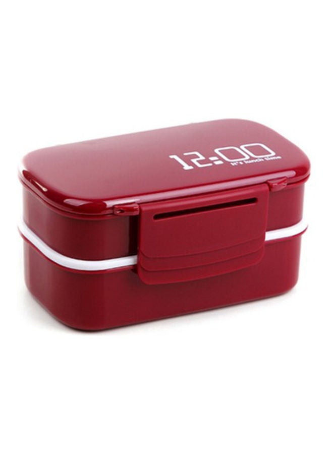 Double Layer Lunch Box Red/White