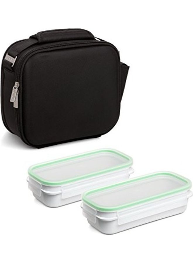 2-Piece Urban Shell Food Kit With Waterproof Bag Black/White 28x13.5x23.5cm