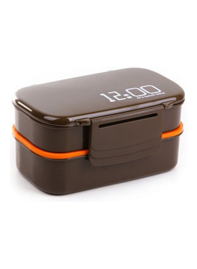 Double Layer Lunch Box Brown/Orange