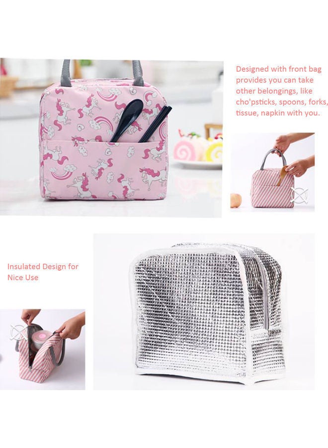 Insulated Lunch Bag Pink/White 25.00x1.50x20.00cm