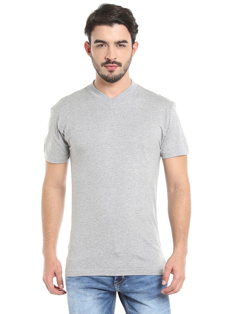 MEN'S V-NECK COTTON T-SHIRT (PACK OF 3) - GREY