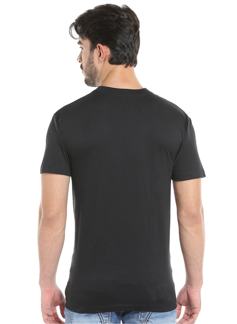 MEN'S V-NECK COTTON T-SHIRT (PACK OF 3) - BLACK