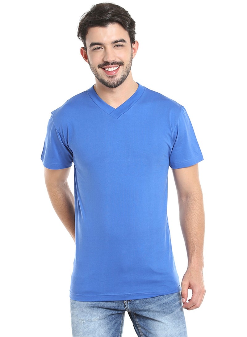 MEN'S V-NECK COTTON T-SHIRT (PACK OF 3) - BLUE