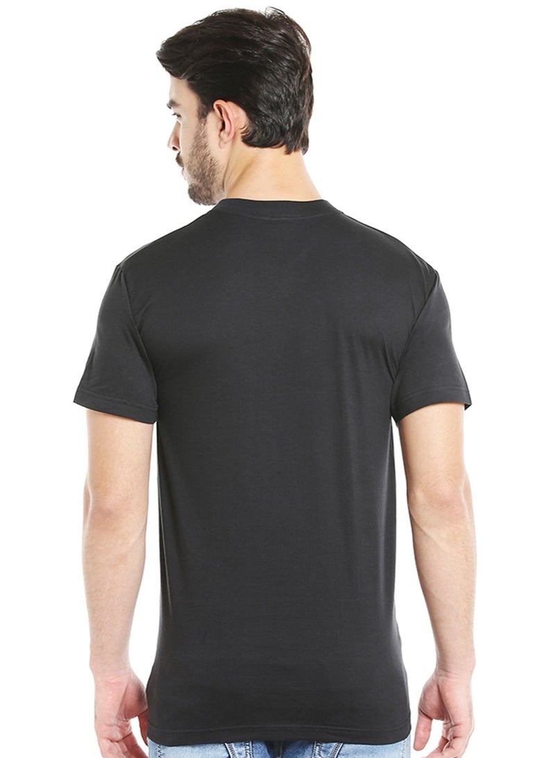 MEN'S V-NECK COTTON T-SHIRT (PACK OF 3) - BLACK