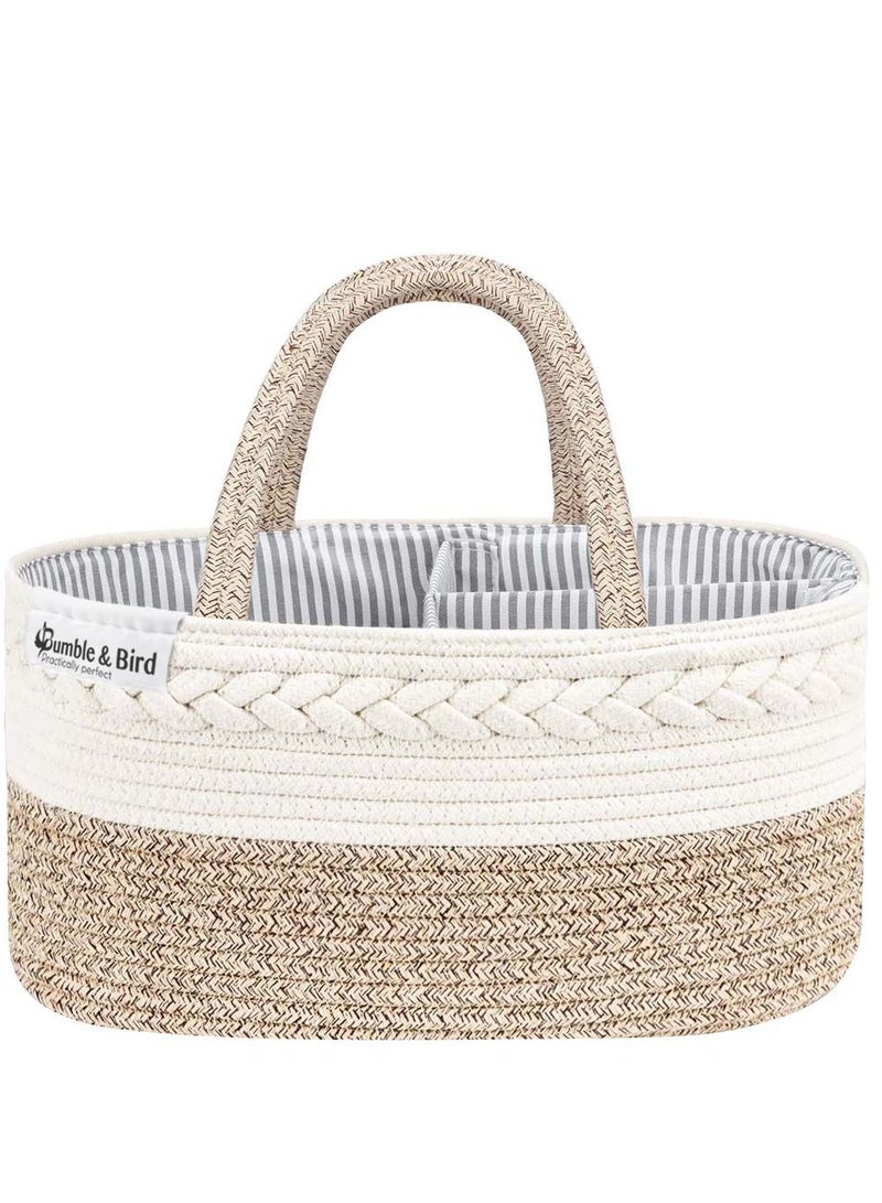 Bumble & Bird - Cotton Rope Diaper Caddy - Beige