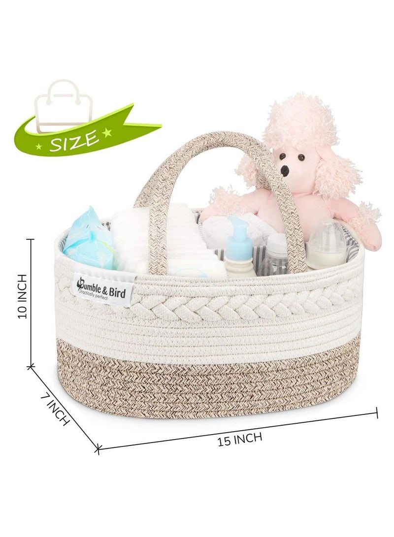 Bumble & Bird - Cotton Rope Diaper Caddy - Beige