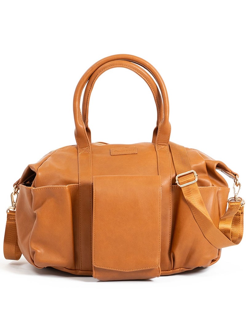 Bumble & Bird - Vegan Leather Satchel Diaper Bag - Brown