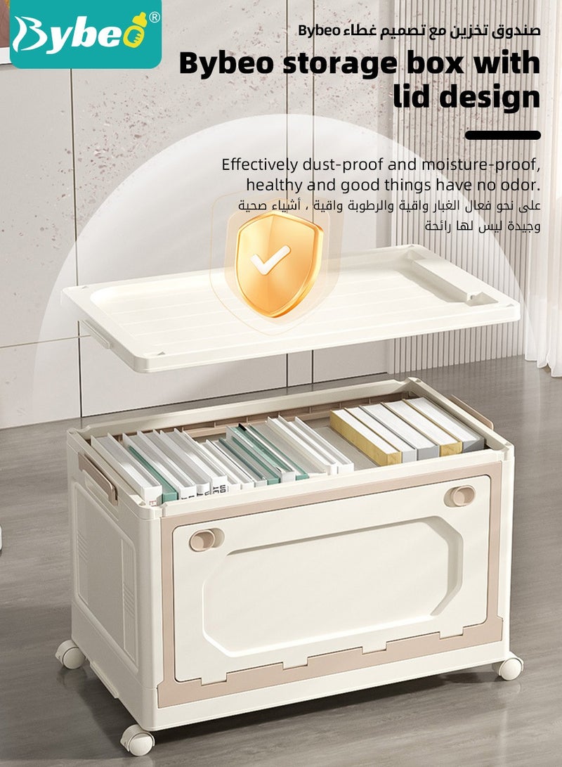 Baby Toy Storage Box With Wheels and Removable Lid and Handle, Children's Toys and Cloth Storage Bin, Organizer, Basket, Trunk for Kids Boys and Girls, Toddlers and Baby Nursery Room, Enough Capacity.