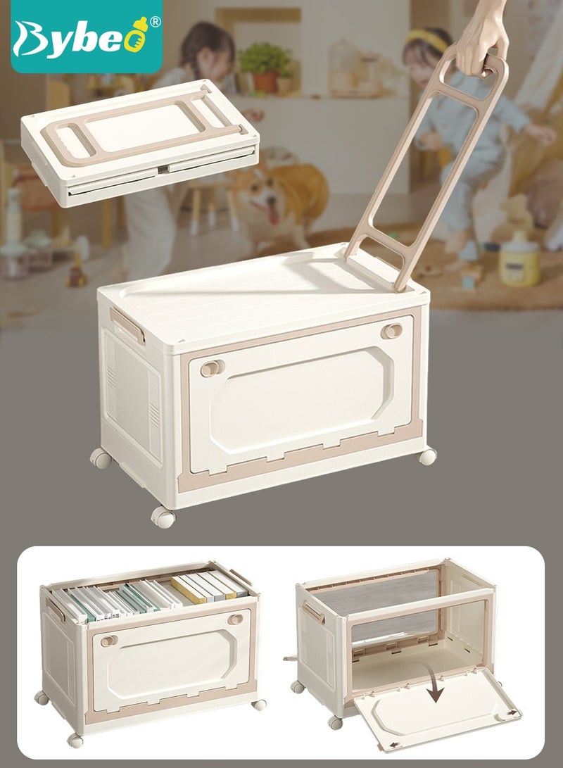 Baby Toy Storage Box With Wheels and Removable Lid and Handle, Children's Toys and Cloth Storage Bin, Organizer, Basket, Trunk for Kids Boys and Girls, Toddlers and Baby Nursery Room, Enough Capacity.