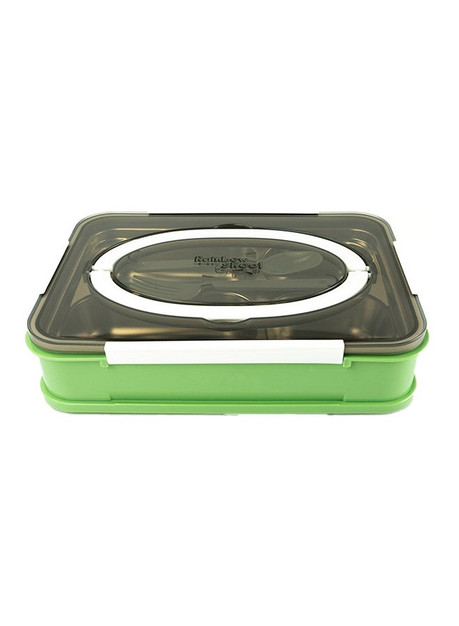 Rainbow Skool - 4 Compartment Stainless Steel Lunchbox - Green/White