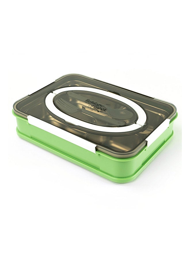 Rainbow Skool - 4 Compartment Stainless Steel Lunchbox - Green/White