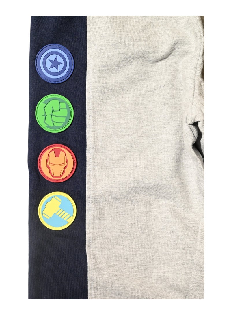 Avengers Joggers with Superhero Logos, Drawstring Waist, Grey