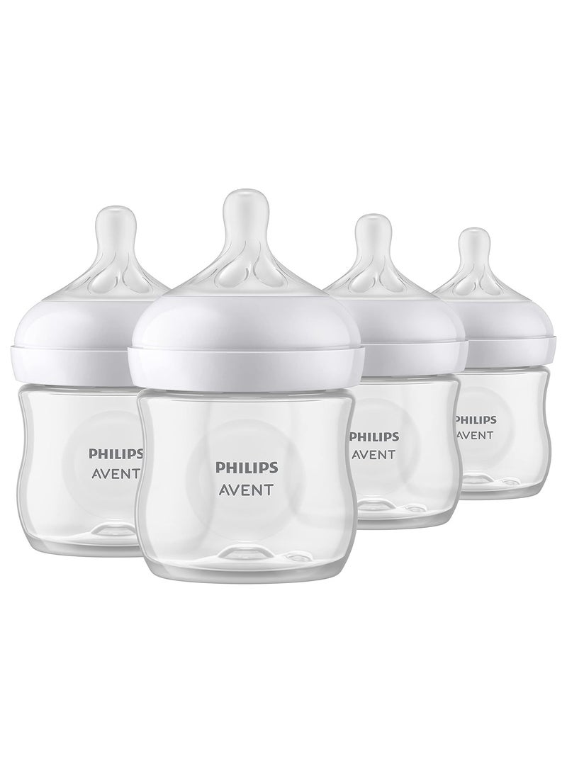 Pack Of 4 Natural Baby Bottle With Natural Response, Clear, 4Oz