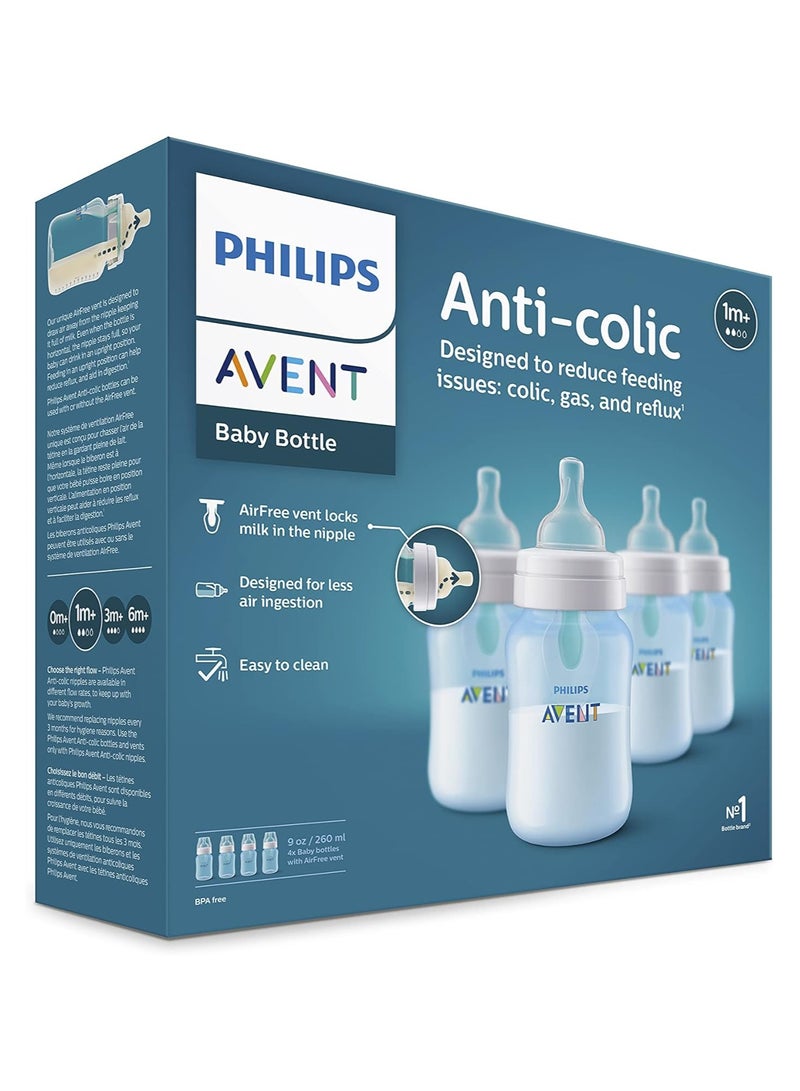 Pack Of 4 Anti Colic Bottle With Air Free Vent, 9Oz, Blue