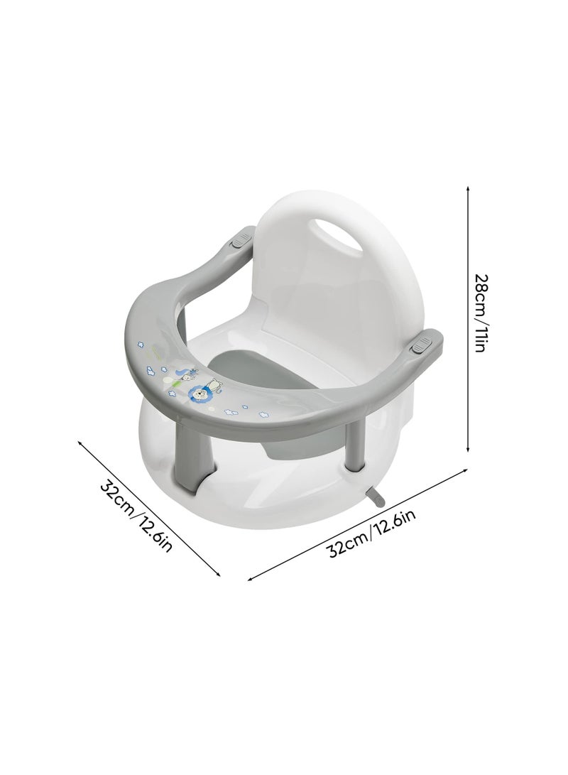 Foldable Baby Bathtub Seat, Non-Slip Newborn Infant Baby Bath Chair for Bathtub, Cute Shape Baby Bath Seat Baby Shower Chairs for Tub Sitting up, Surround Bathroom Seats for Baby 6-18 Months (Grey)