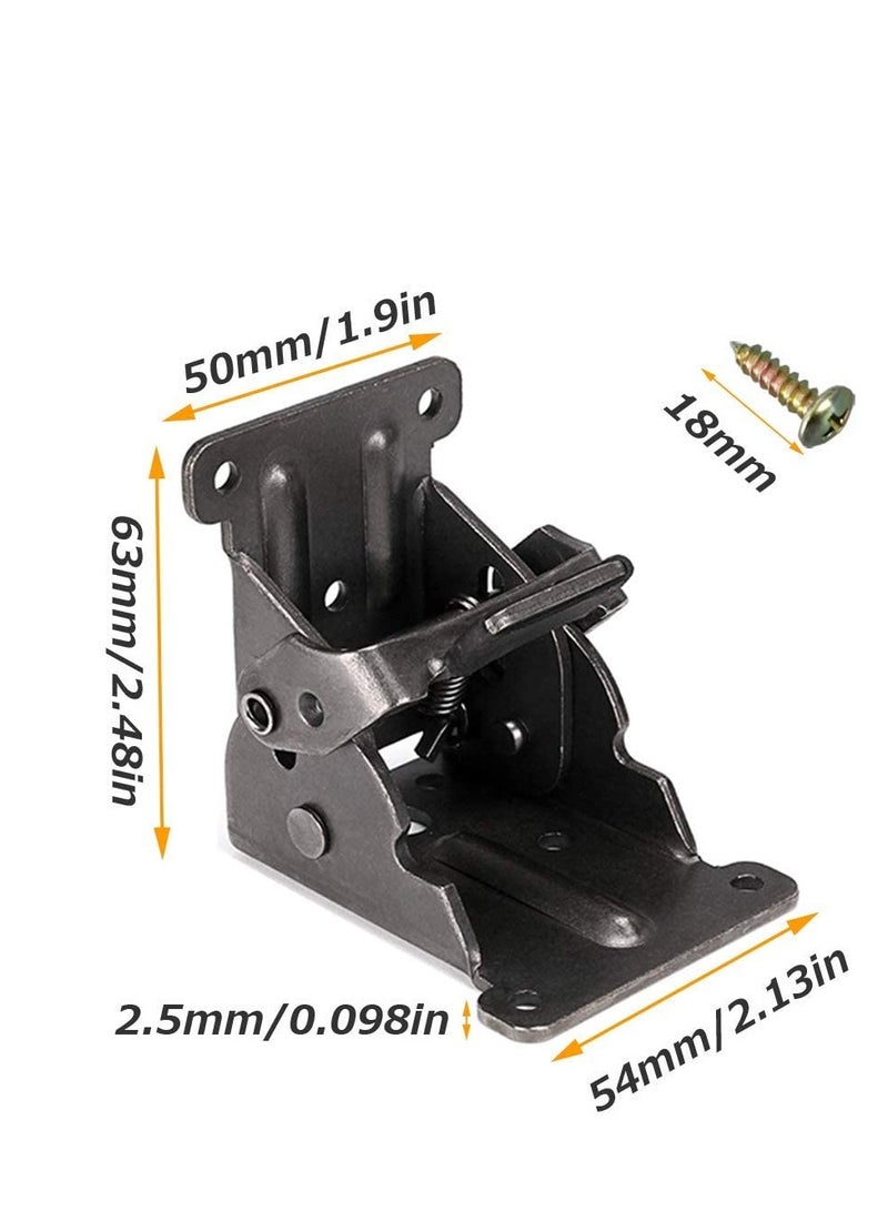 4-Pack Folding Bracket for Table and Bed Legs, 90-Degree Locking Extension Hinges in Bronze Steel, Includes Screws (Black) - Durable Support for Easy Folding and Storage.