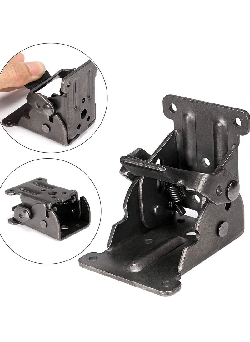 4-Pack Folding Bracket for Table and Bed Legs, 90-Degree Locking Extension Hinges in Bronze Steel, Includes Screws (Black) - Durable Support for Easy Folding and Storage.