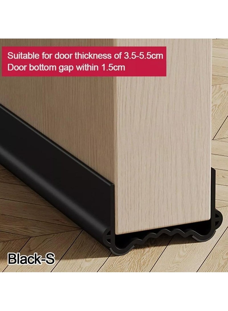 Weather Stripping Door Seal, Door Bottom Flexible Wind Noise Reduction Stopper, Under Door Sealing Strips, Adjustable Adhesive Soundproof Weather Proof Draught Excluder (Black)