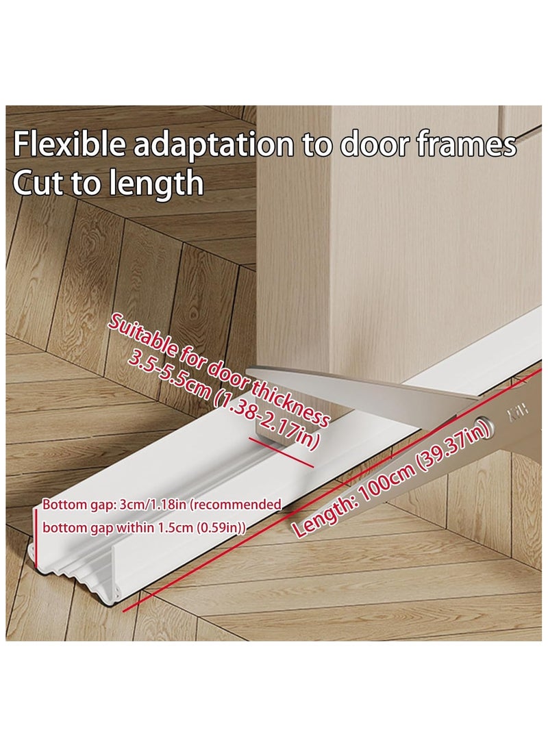 Weather Stripping Door Seal, Door Bottom Flexible Wind Noise Reduction Stopper, Under Door Sealing Strips, Adjustable Adhesive Soundproof Weather Proof Draught Excluder (Black)