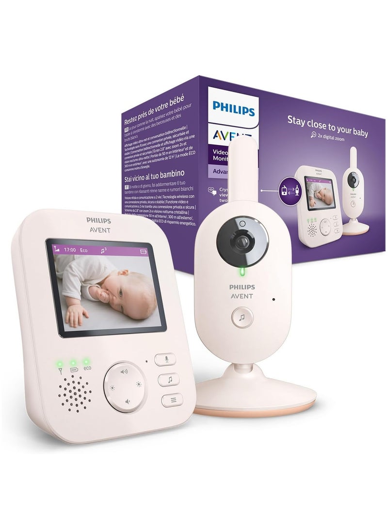 Baby Monitor With Advanced Camera 1080p, 2.8 Inch Screen, 2x Zoom, Night Vision, Intercom Function, Lullabies