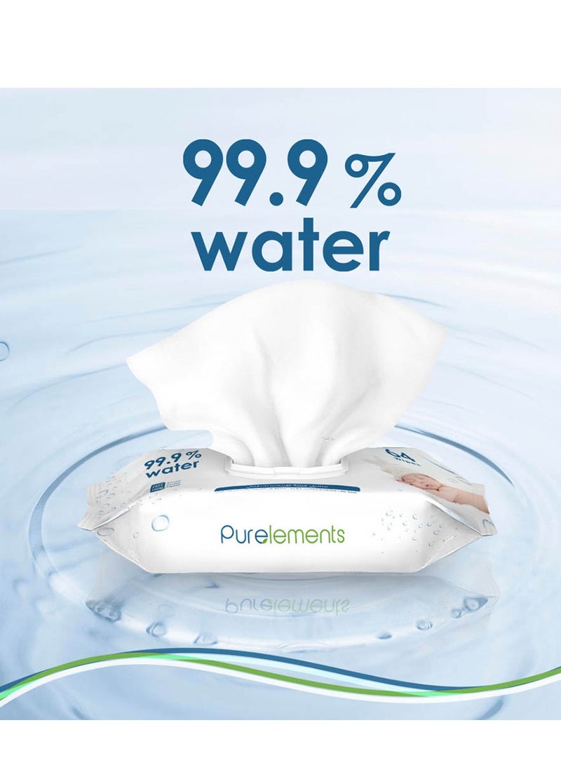 Purelements - Natural 99.9% Water Wipes - Pack of 4 - 256pcs